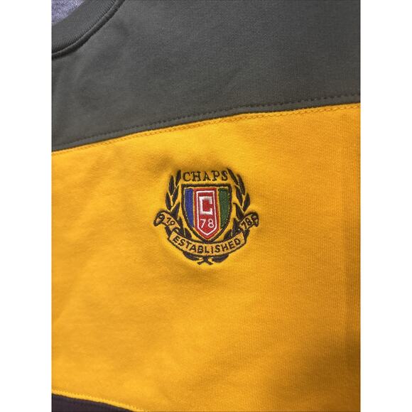 Chaps Crest Embroidered Sweatshirt Pullover Color Block Size L - Picture 2 of 8